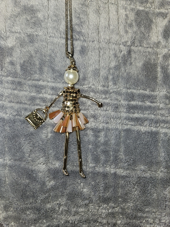 C&C California Jewelry - C&C California Articulated Doll Girl Pendant Necklace Gold Tone EUC